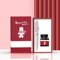Calligraphy pen with replaceable ink sac, metal case, and choice of seven designs including avocado and bear patterns