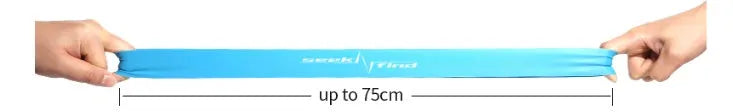 Blue rubber resistance band for glute and pilates home gym workouts