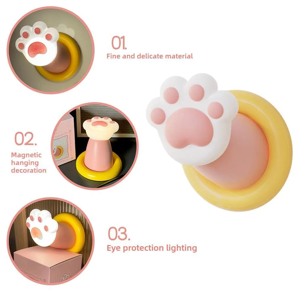 Outstretched round hand cat claw night light with touch controls and rechargeable battery