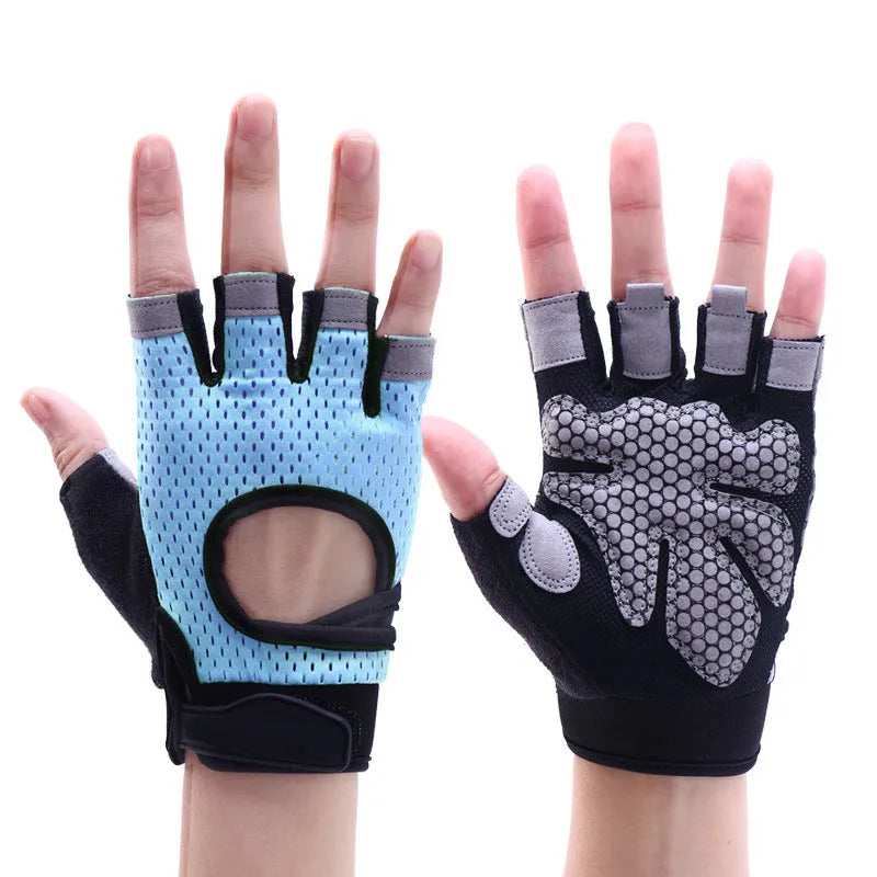 Nylon fitness gloves in black with wristband for dumbbell and horizontal bar training