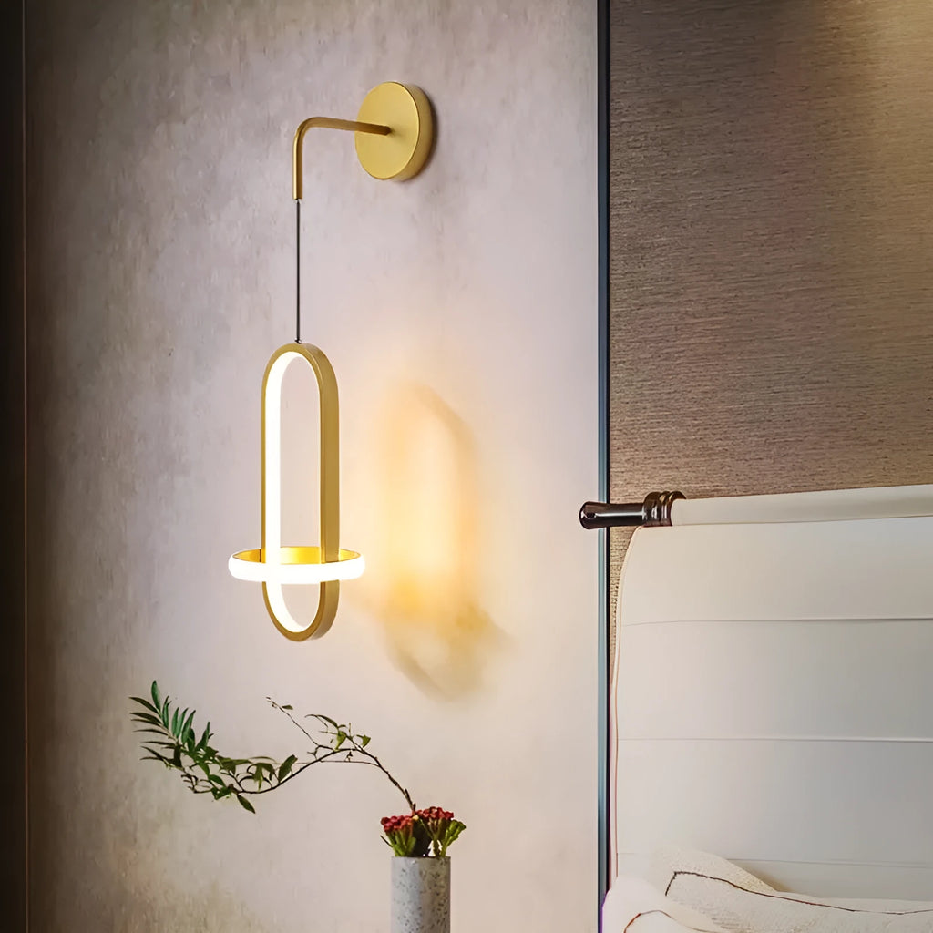Nordic-style wall-mounted bedside lamp with iron shade in gold or black finish