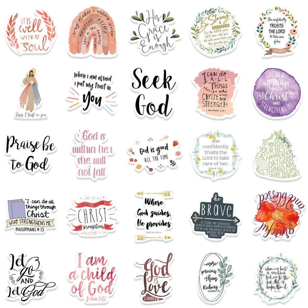 50-piece graffiti sticker set with random printed patterns for personalising surfaces