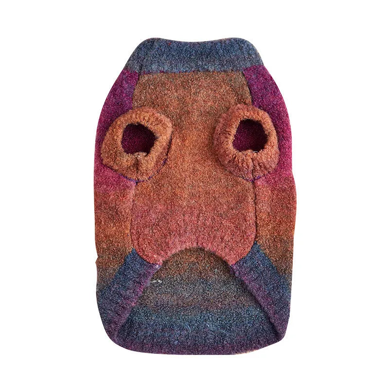 Rainbow circle dopamine pet sweater for dogs and cats in wool acrylic blend material