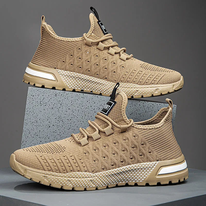 Men's casual mesh shoes in army green colour showing lightweight construction