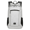 AZELA lightweight hiking backpack in white with multiple pockets and breathable mesh straps for outdoor travel.