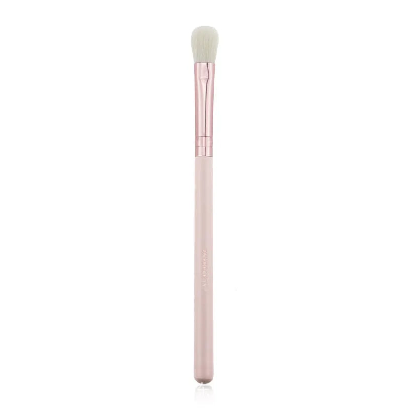 26 pink-handled makeup brushes with wool bristles in a pink PU case