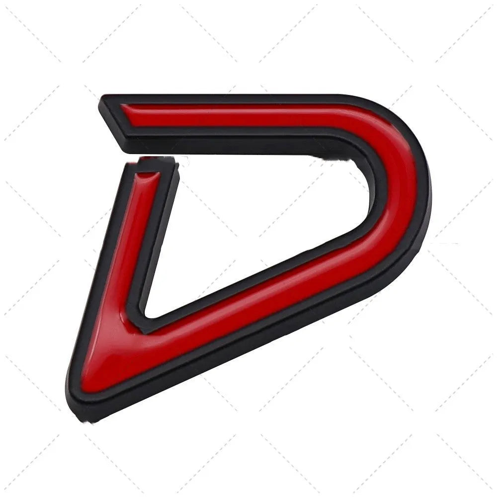 Metal car bumper decorative sticker in SD D S sizes with red silver and red black colour options