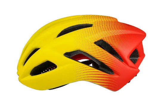Orange ZH-002 adult cycling helmet showing ventilation holes and polycarbonate shell.