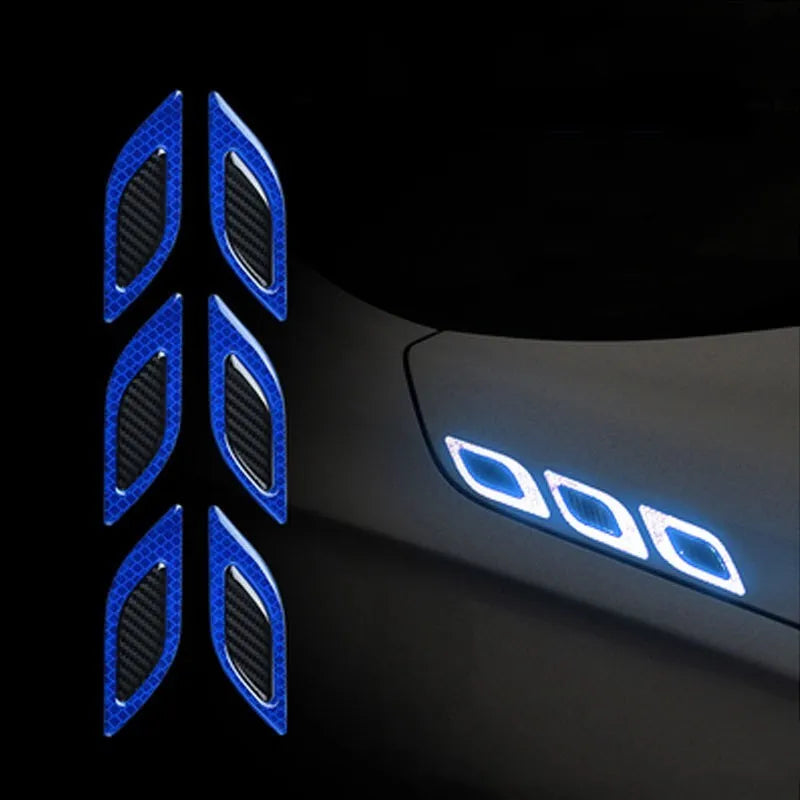 Reflective warning tape strips for car bumpers in blue and yellow colours