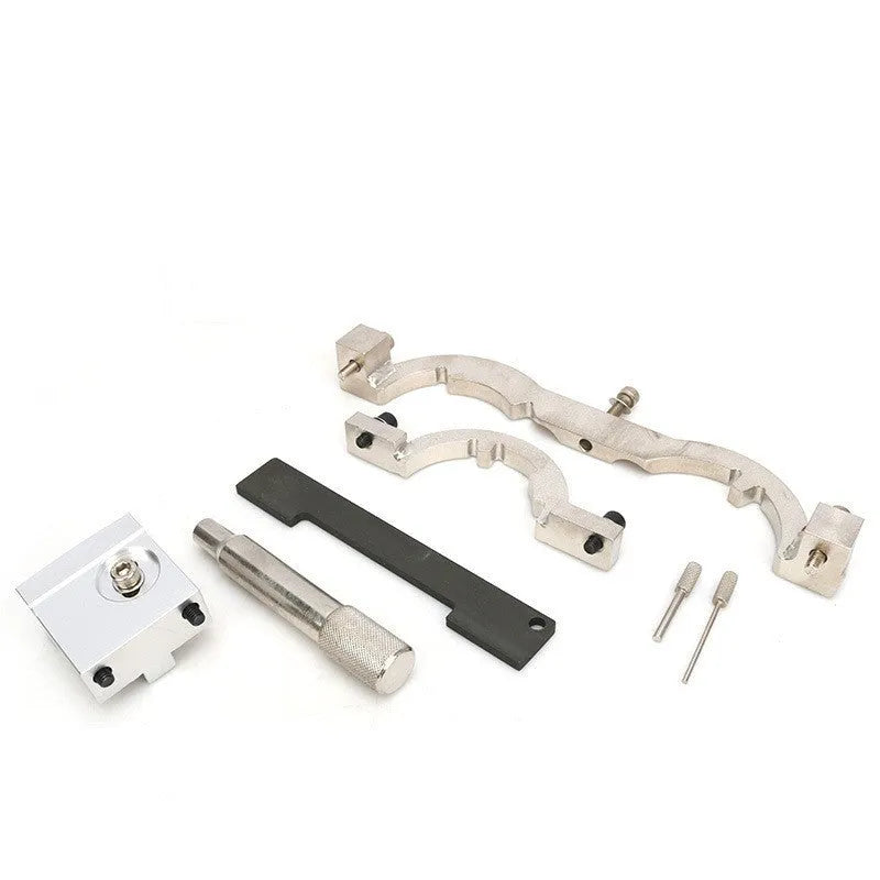 Red chrome-vanadium steel Opel 1.4 LUJ engine timing tool set with seven pieces.