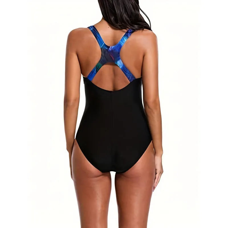 Women's printed floral one-piece oversized swimsuit with spandex lining for swimming sports