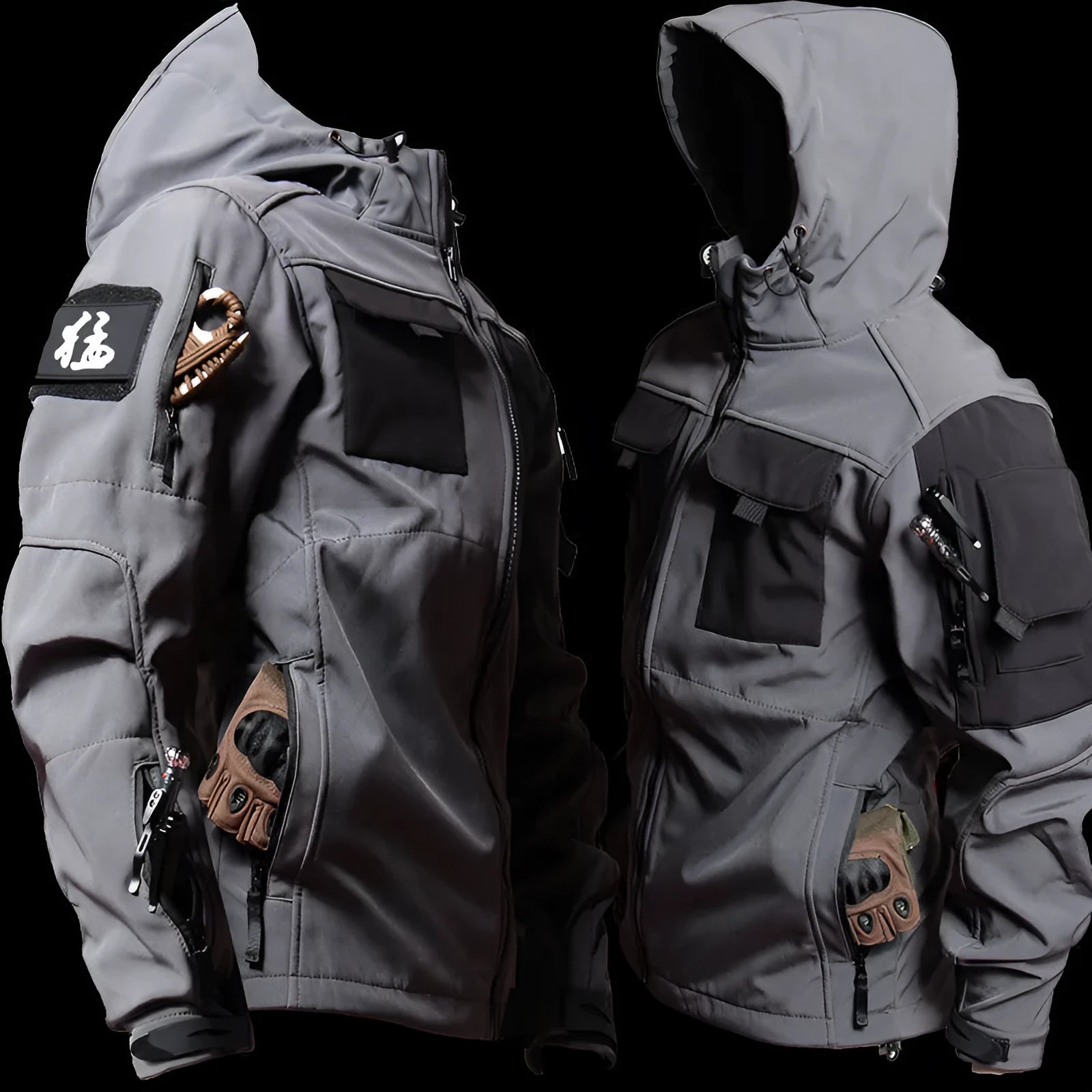 Men's corduroy fleece jacket and pants set in army green with hood and zip front