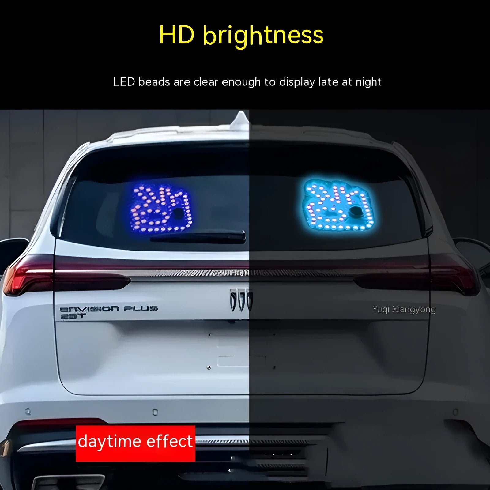 Car USB plug finger gesture light showing thumbs up, OK sign, and scissor hand controls with yellow and RGB LED colours