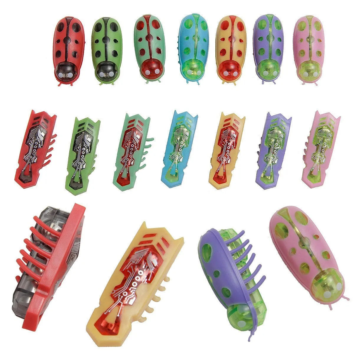 Electric toothbrush worm cat teaser toy showing iron cow and ladybug designs with nano jumping insect motion