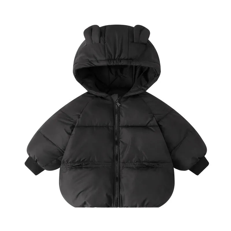 Solid colour children's wadded jacket in milky white, polyester filling, Korean style, suitable for boys and girls sizes 90-130cm