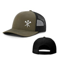 Army green adjustable outdoor sun protection hat with dome crown and embroidery printing