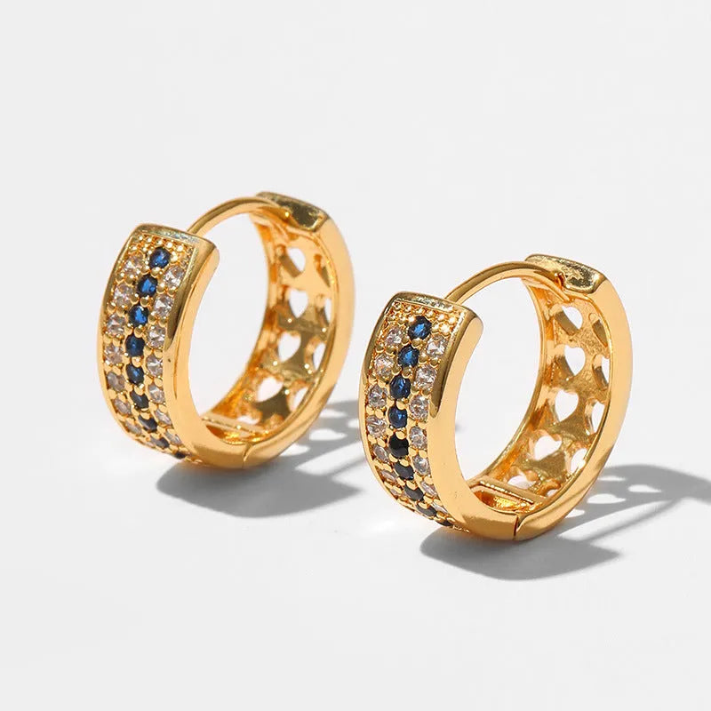 Round geometric women's earrings in electroplated copper with 18K gold tone KE1268 colour