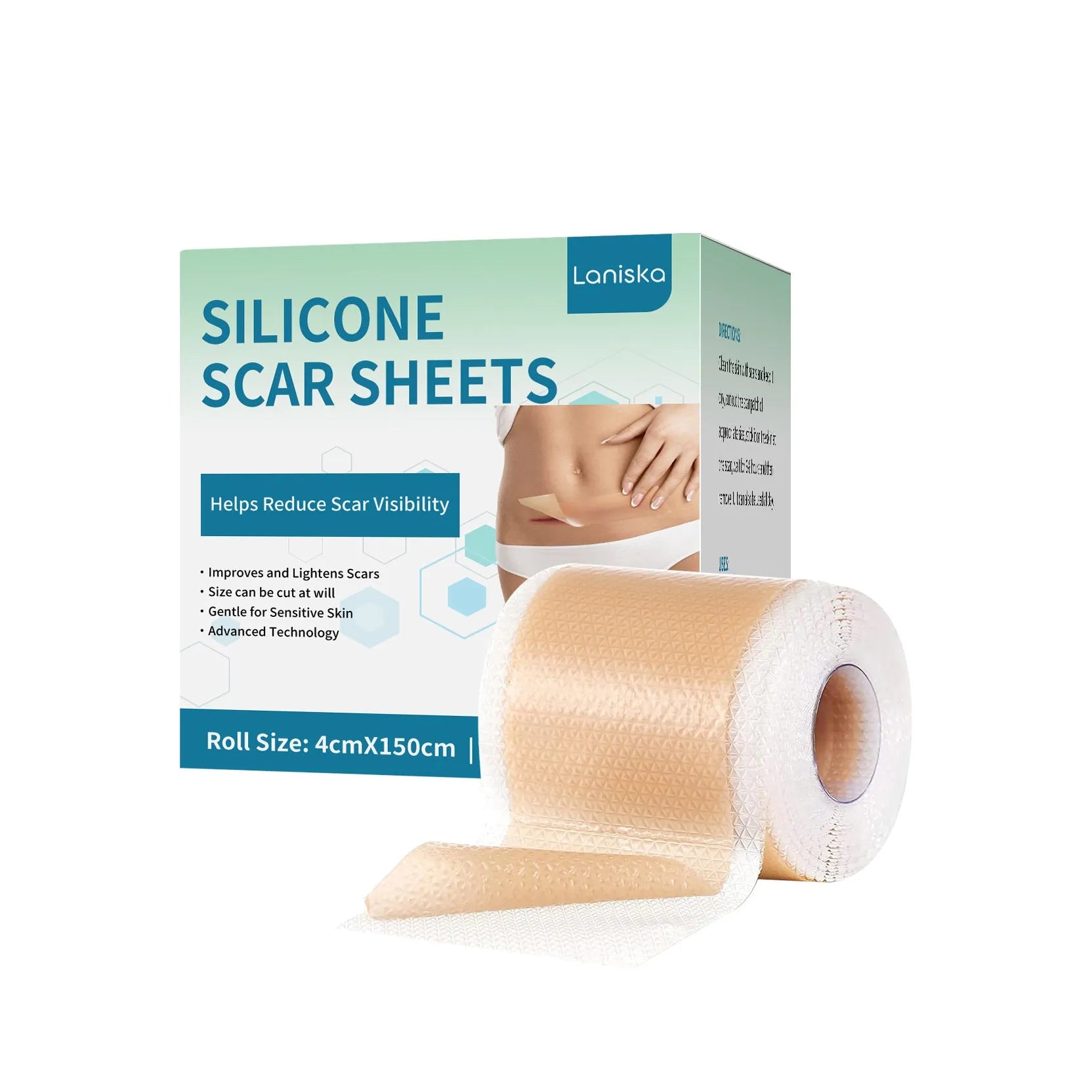 Silicone scar gel paster roll with mint leaf active ingredient and hydroxyethyl cellulose formula