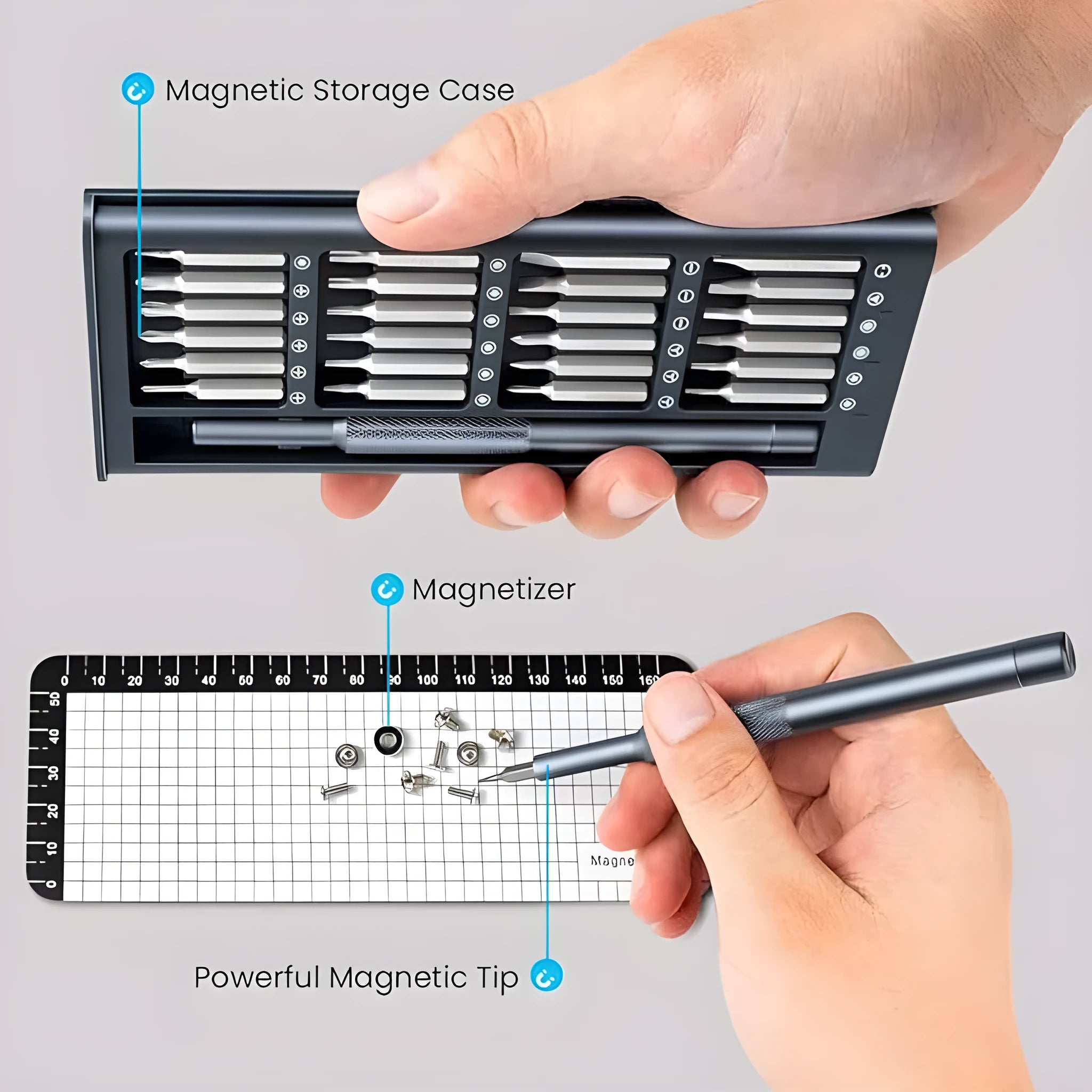 25-in-one magnetic screwdriver set with chrome vanadium steel bits and ABS handles for household repairs