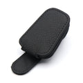 Car sunglasses clip with PU leather case attached to sun visor