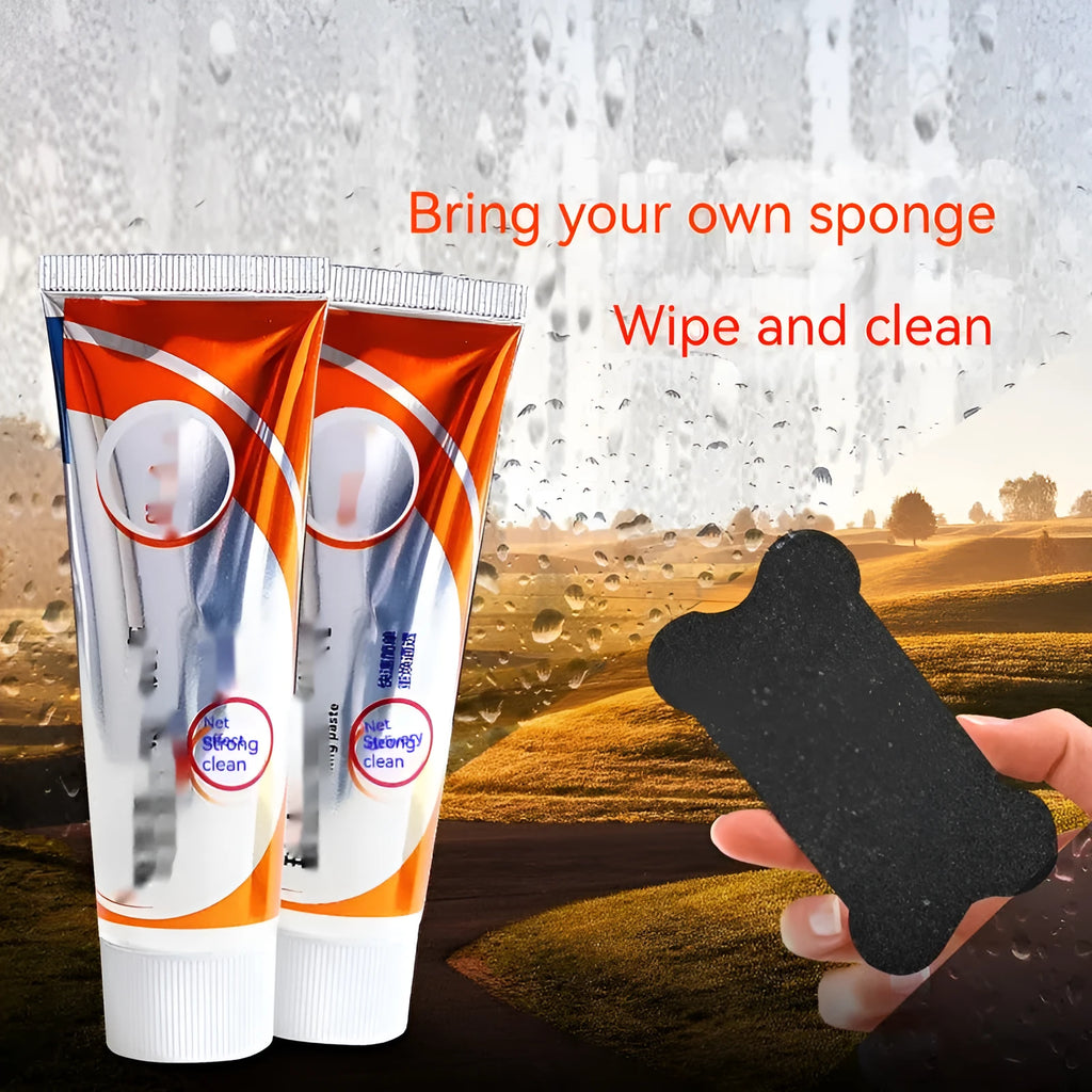 65ml white car windshield cleaning paste in bottle with sponge mop for glass oil stain removal