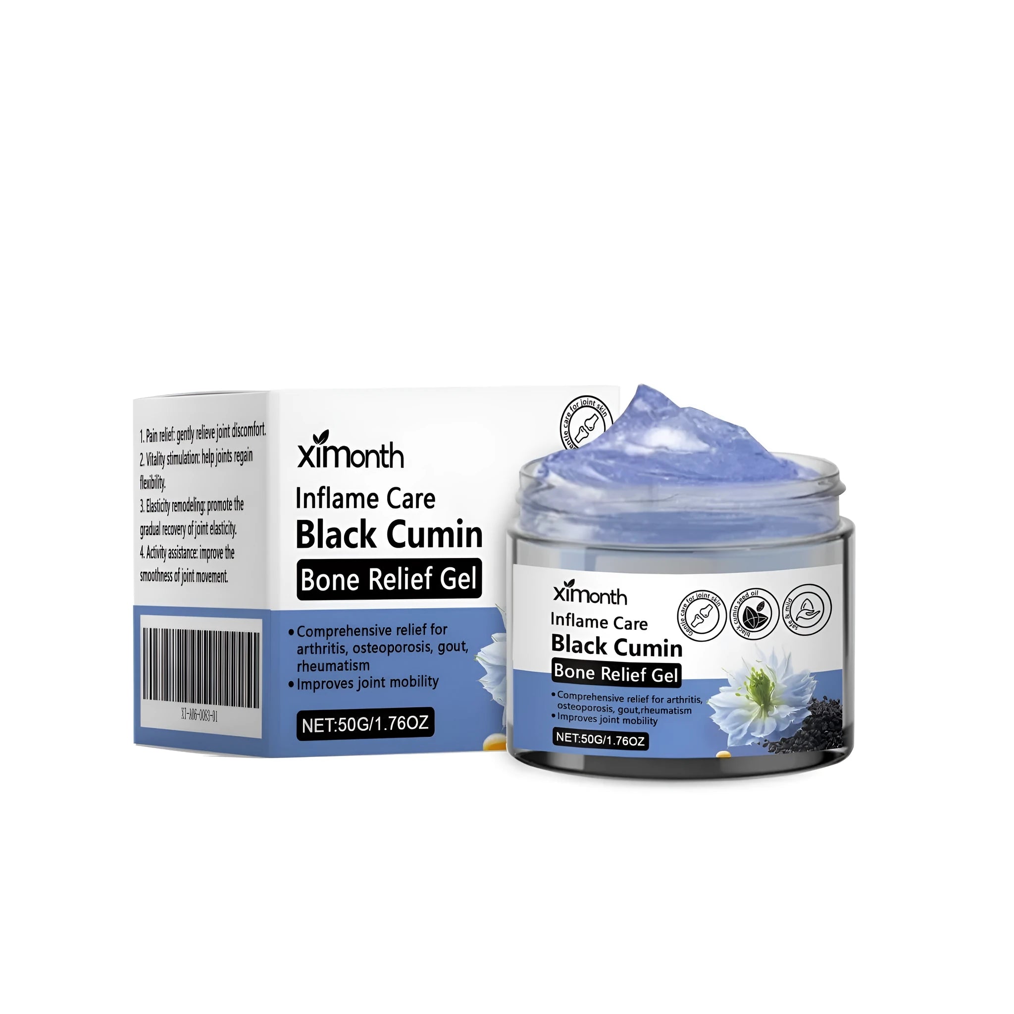 50g tube of joint bone relief gel with mint leaves and cumin seed oil