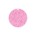 Round silicone pet licking mat with textured surface and central sucker in blue colour option