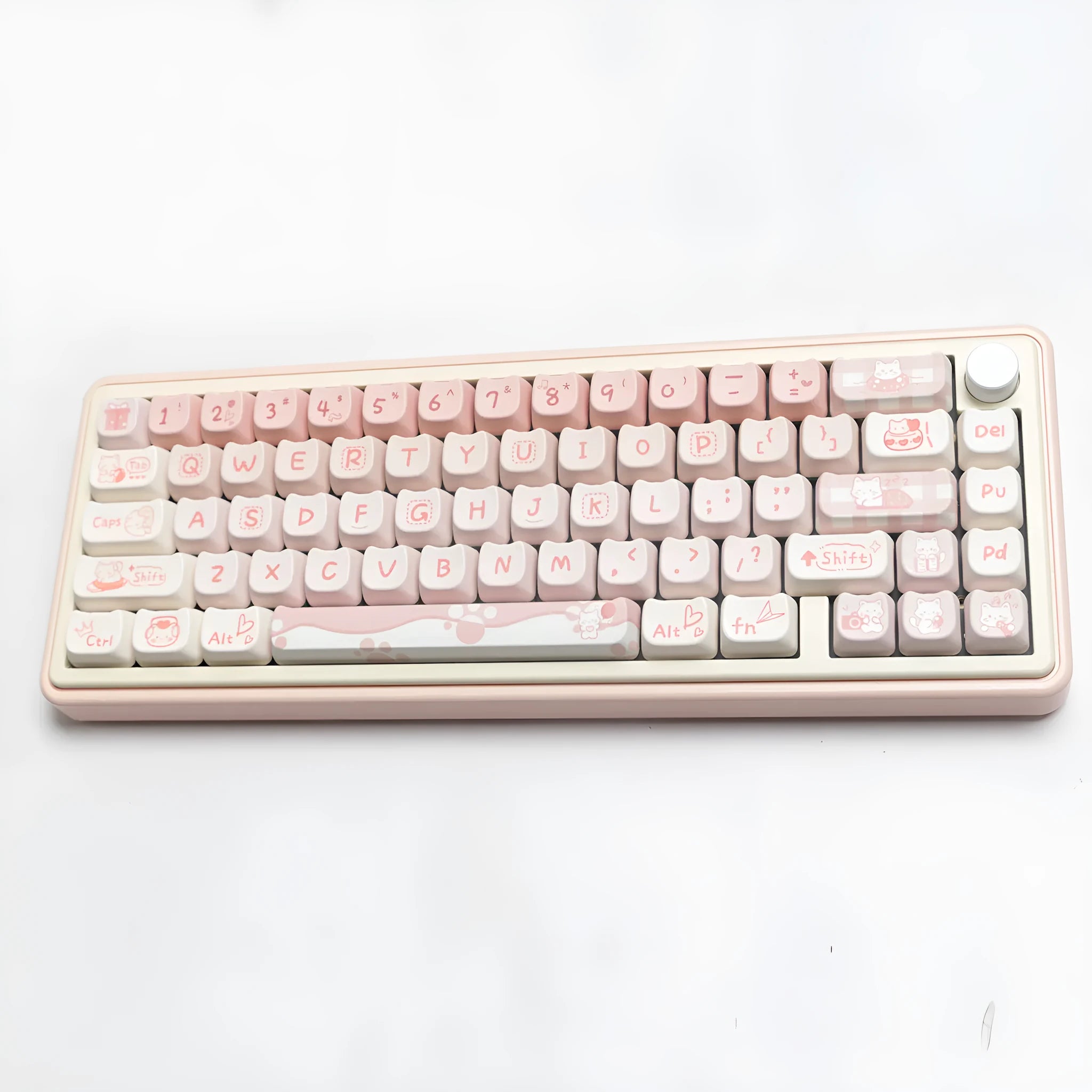 Full set PBT sublimation key caps for mechanical keyboards showing multicolour designs on over 98 keys