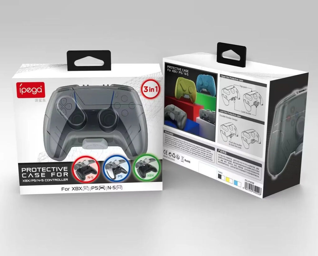 Grey transparent hard plastic case for game controller storage and protection