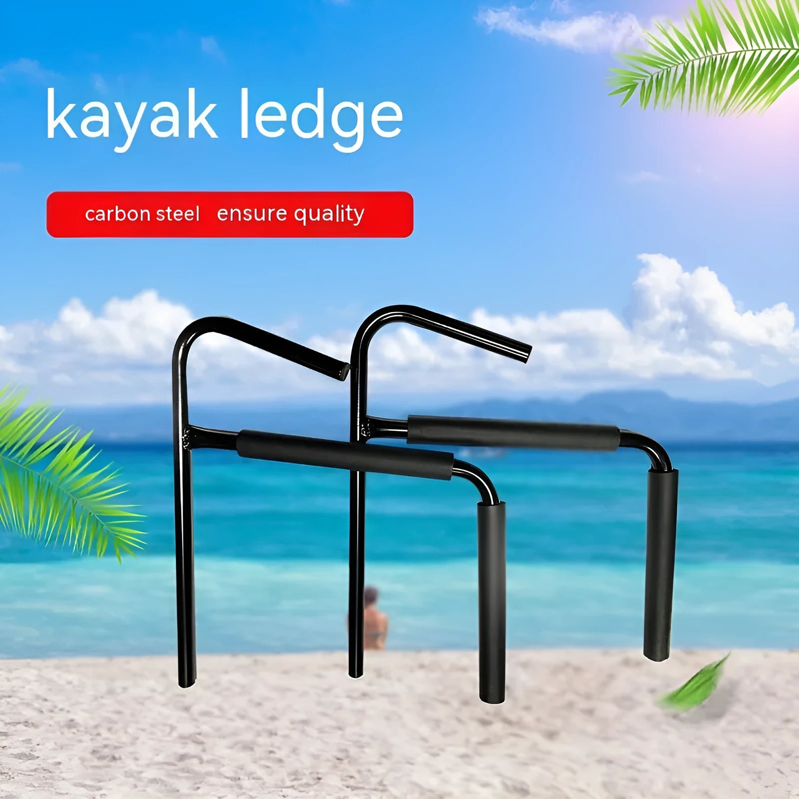 Carbon steel kayak wall hanger storage rack with foam padding, dimensions 43cm wide