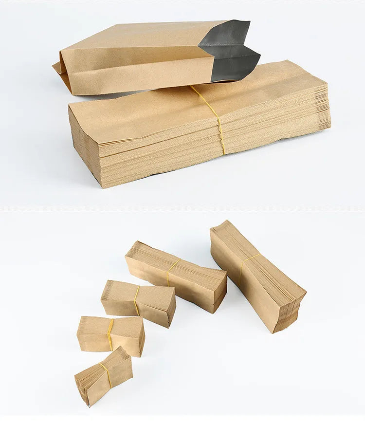 Yellow aluminium foil laminate packaging bags with kraft paper backing for snack food packaging