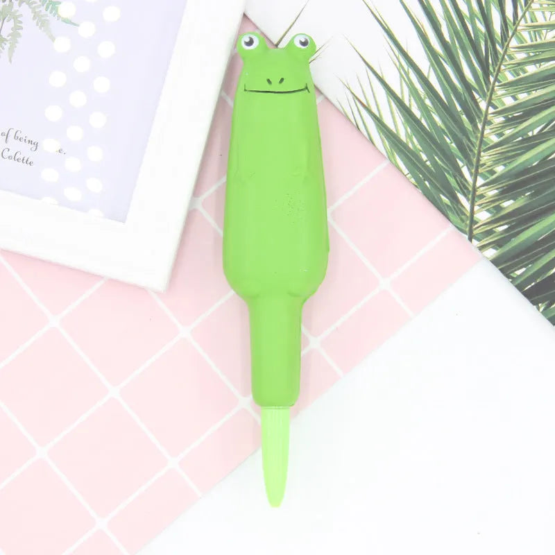 Apple-compatible vent pen with 0.5mm gel tip showing cartoon design options including dinosaur and kitten patterns