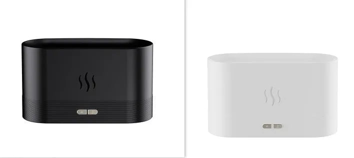 Black square aroma diffuser with flame light effect and mist output