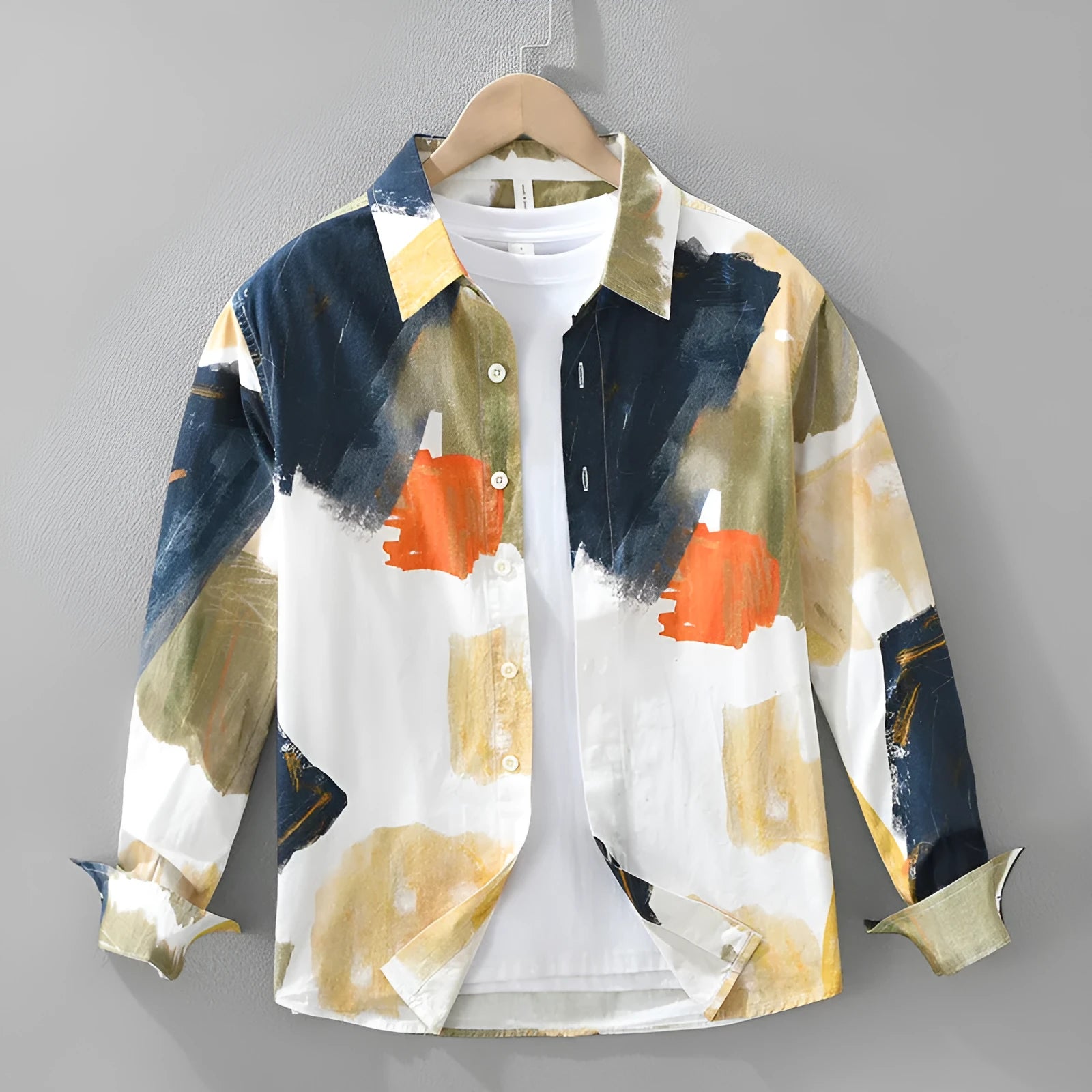 Women's loose-fit long sleeve cotton cardigan in a printed colour pattern