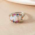 Women's retro geometric alloy ring with zircon inlay, shown in picture style colour.