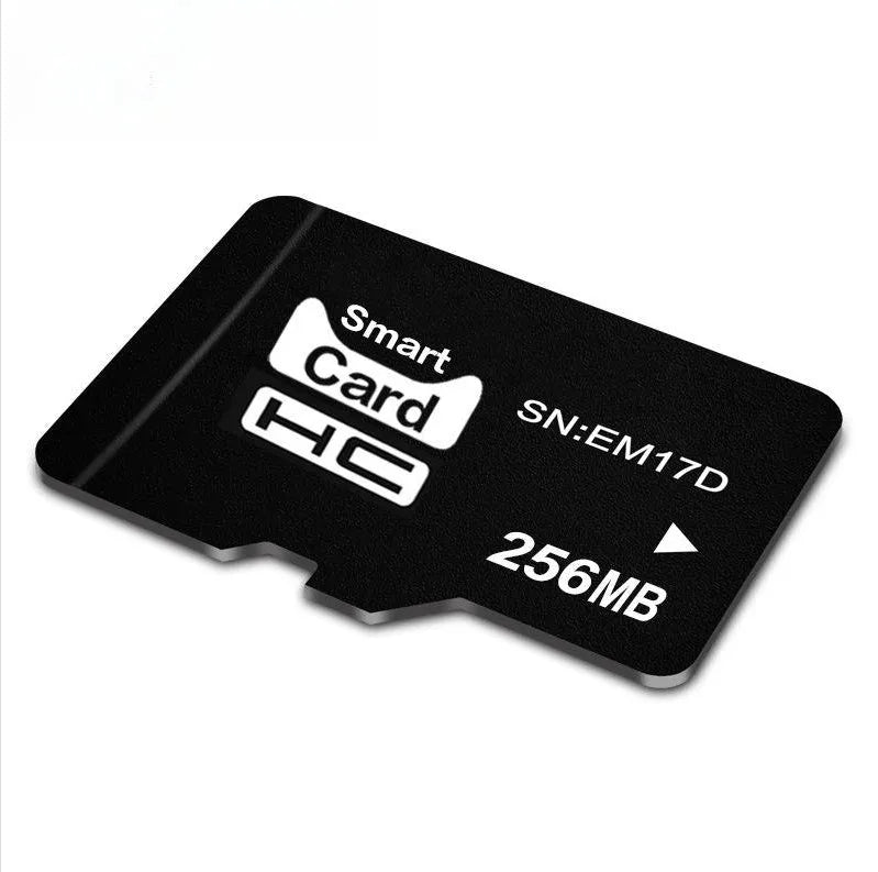A single 256MB TF series memory card on a white background, showing its compact size.