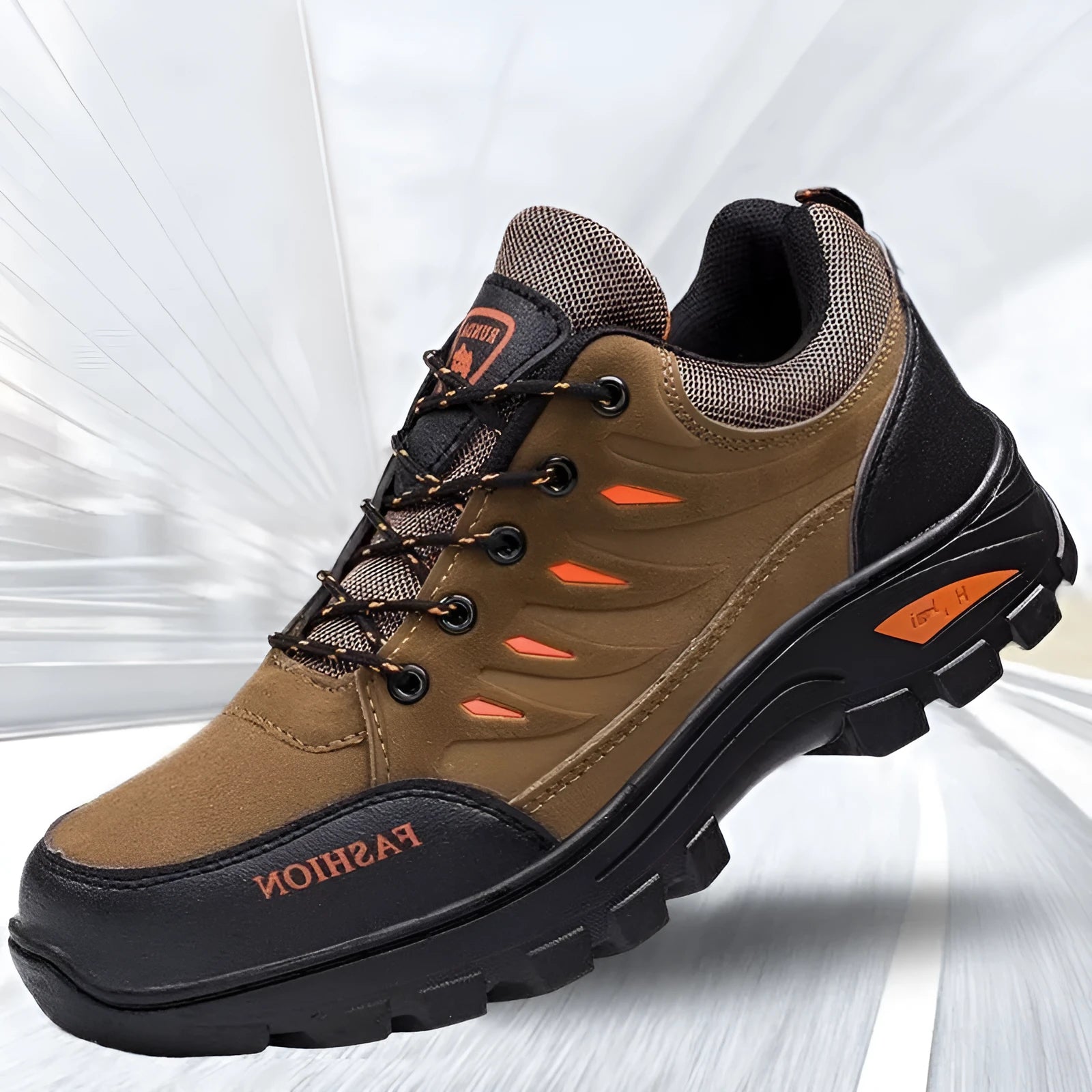 Men's mid-top hiking sneakers with suede upper, rubber sole, and front lace-up design in multiple colour options