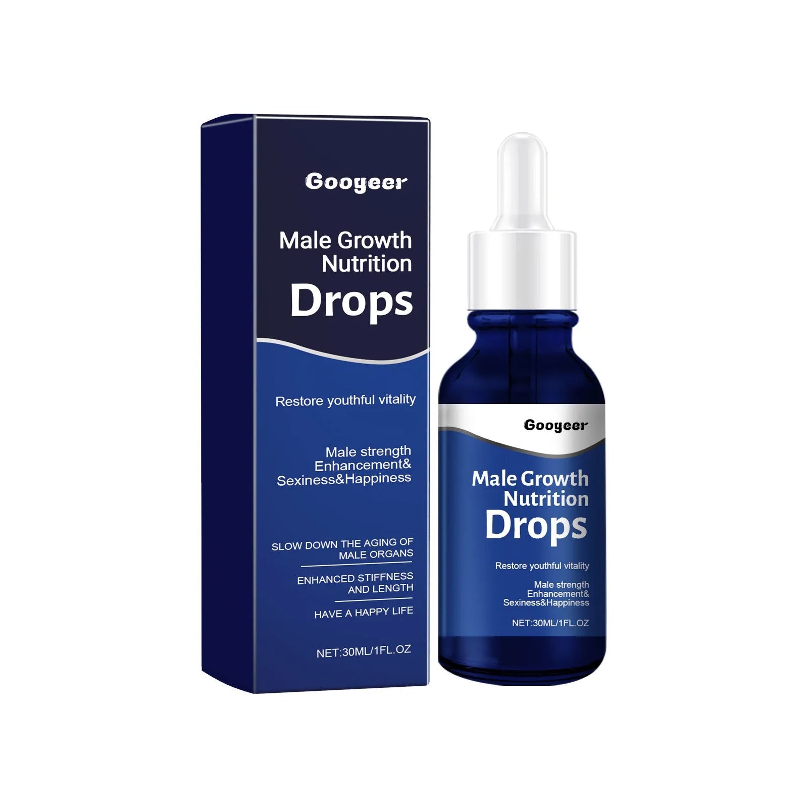 Male Body Nutrition Drops 30ml facial serum in dropper bottle for universal skin types