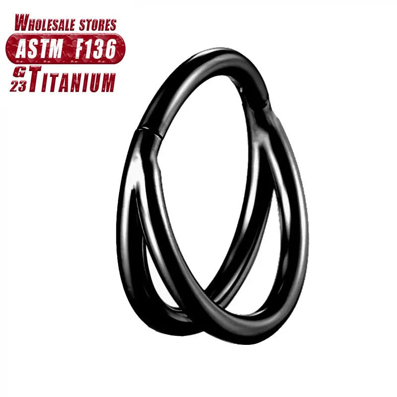 Titanium alloy fork nose ring in silver, available in multiple sizes with or without diamonds.