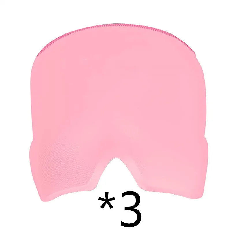 Elastic cloth gel eye mask for headache relief with adjustable headband in black colour