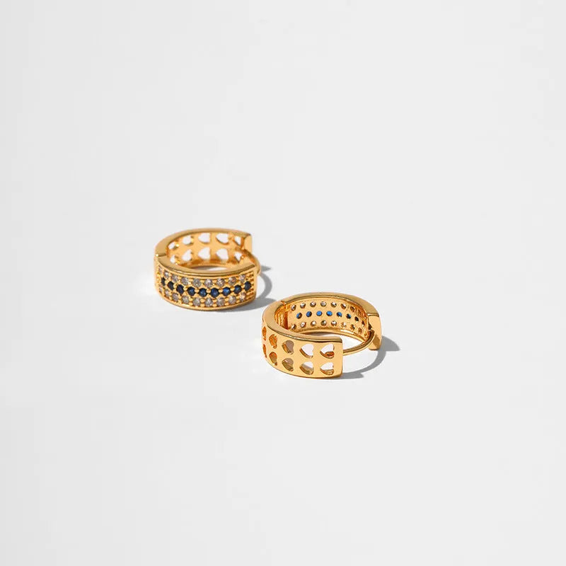 Round geometric women's earrings in electroplated copper with 18K gold tone KE1268 colour