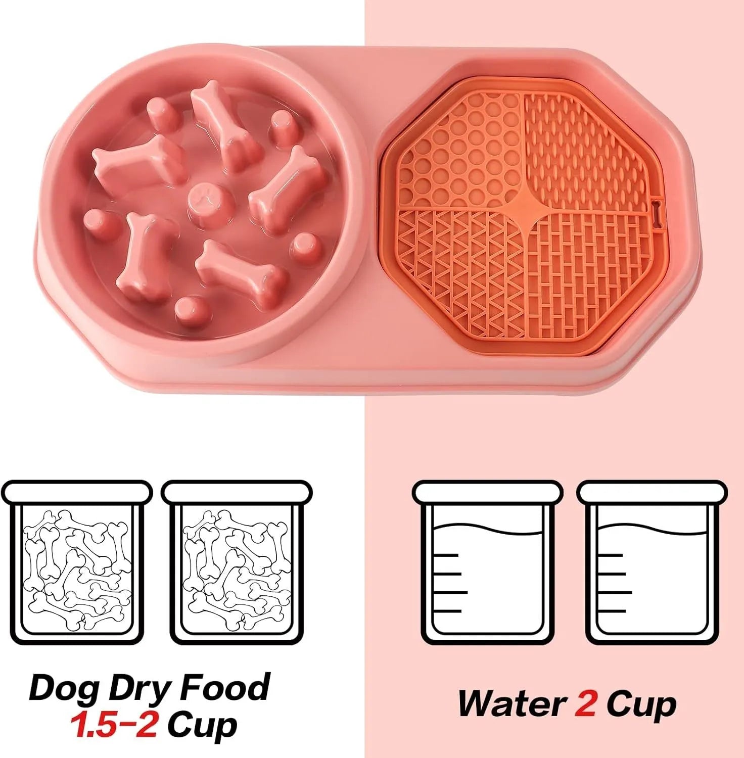 Blue slow feeder dog bowl with maze pattern for anti-gulping feeding