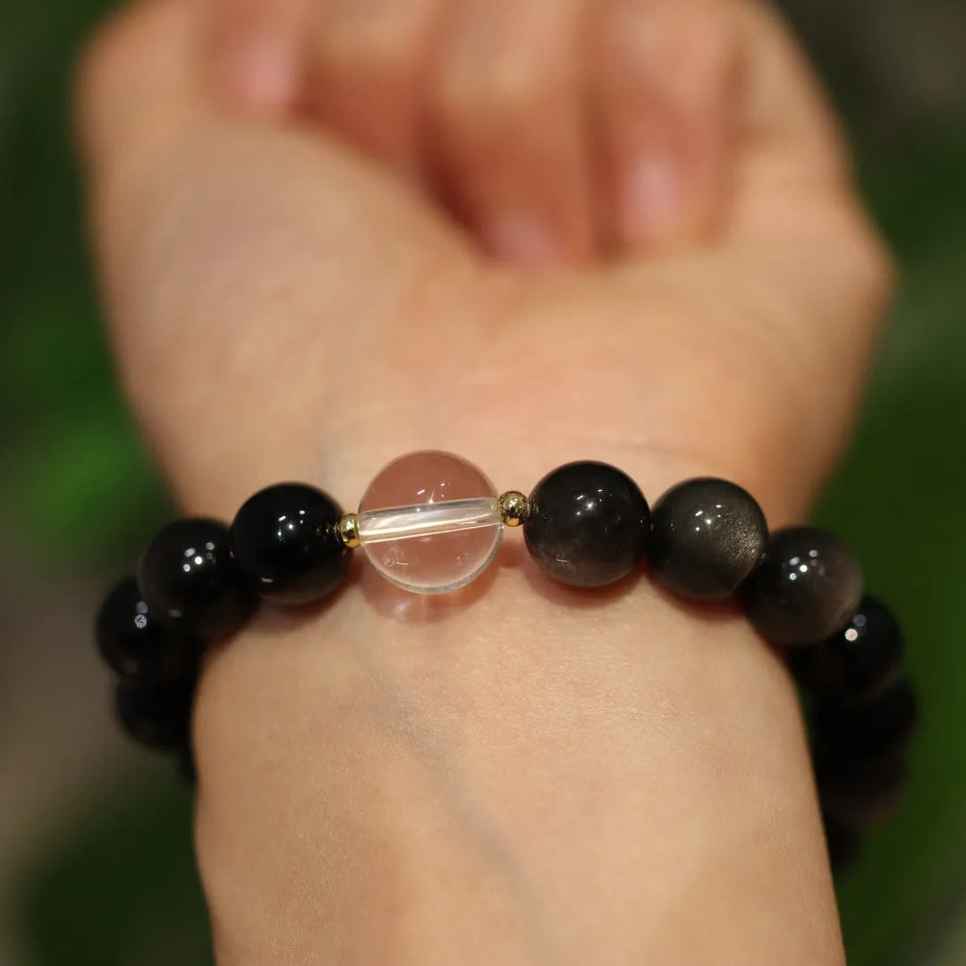 Chinese style white crystal geometric bracelet with auspicious patterns