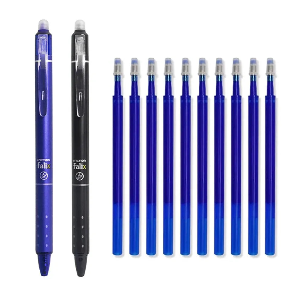 Hot erasable push gel pen 0.5mm with retractable tip and plastic body