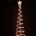 6FT tall LED spiral Christmas tree light set with remote control on a stand.