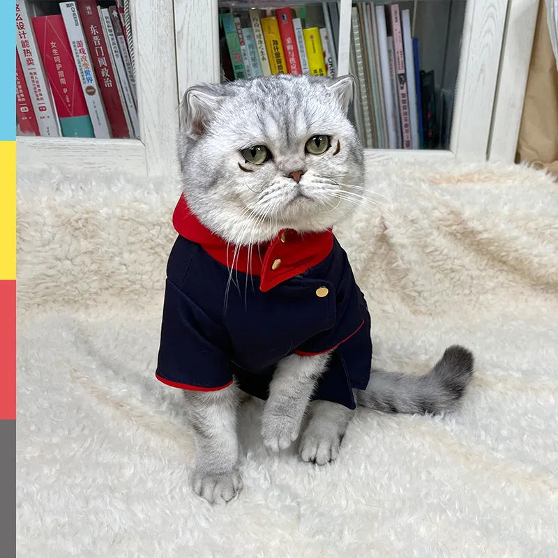 Tiger Staff Yuren coloured pet hoodie for cats and dogs, shown in small and medium sizes with a hood.