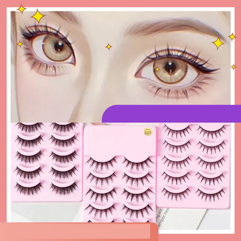 Three styles of manga false eyelashes for anime cosplay and Korean makeup in natural slim wispy length