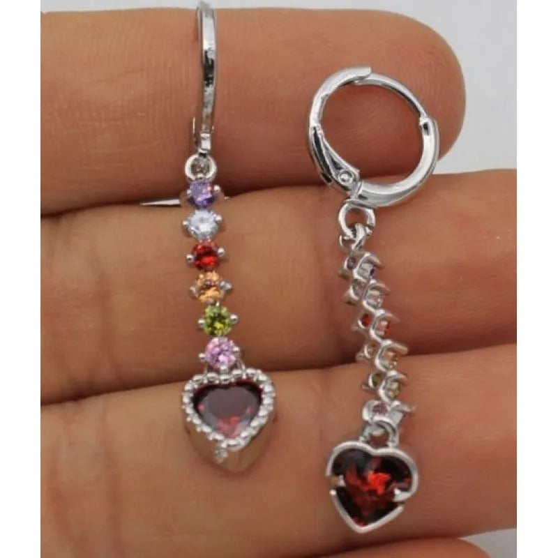 Women's heart-shaped alloy earrings with electroplated gold or silver finish