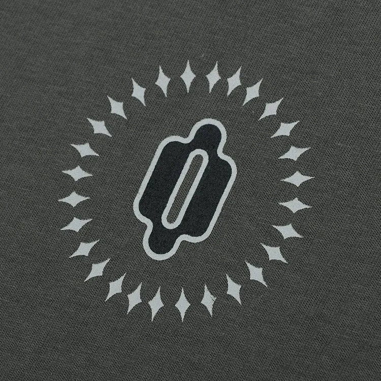 Cotton pullover jumper with drop shoulder sleeves and letter pattern in dark gray blue