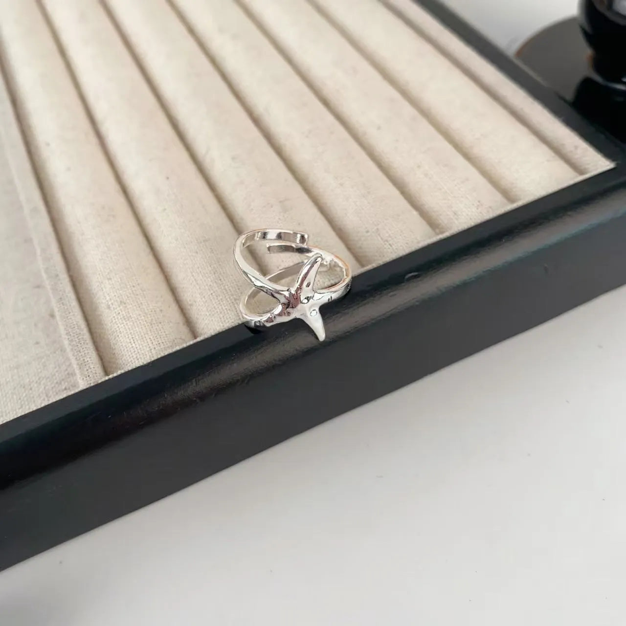 3D jasmine flower fashion ring with open mouth design and electroplated finish.